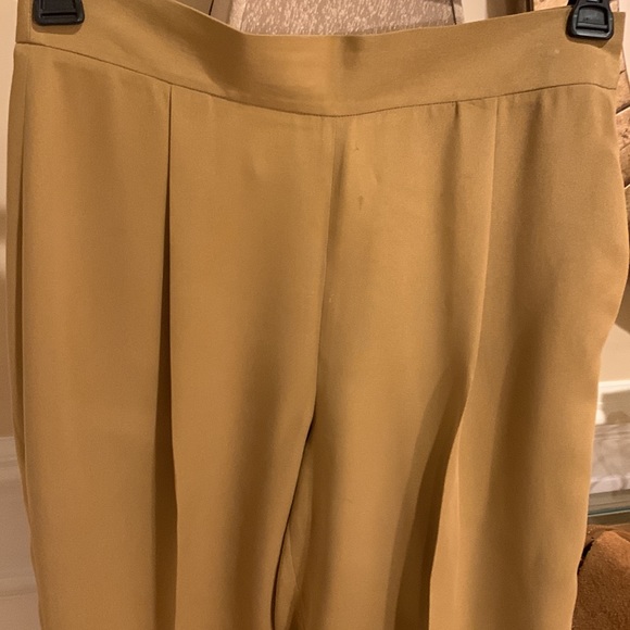 Cropped high waist retro pleated silk pants . Will fit size 6 very nicely - Picture 2 of 4